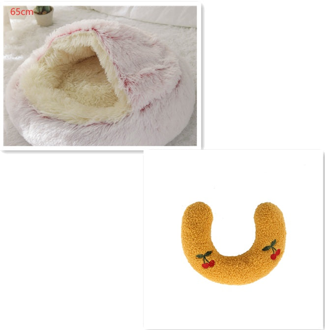 2 In 1 Dog And Cat Bed Pet Winter Bed Round Plush Warm Bed House Soft Long Plush Pets Bed Pet Products - My Store