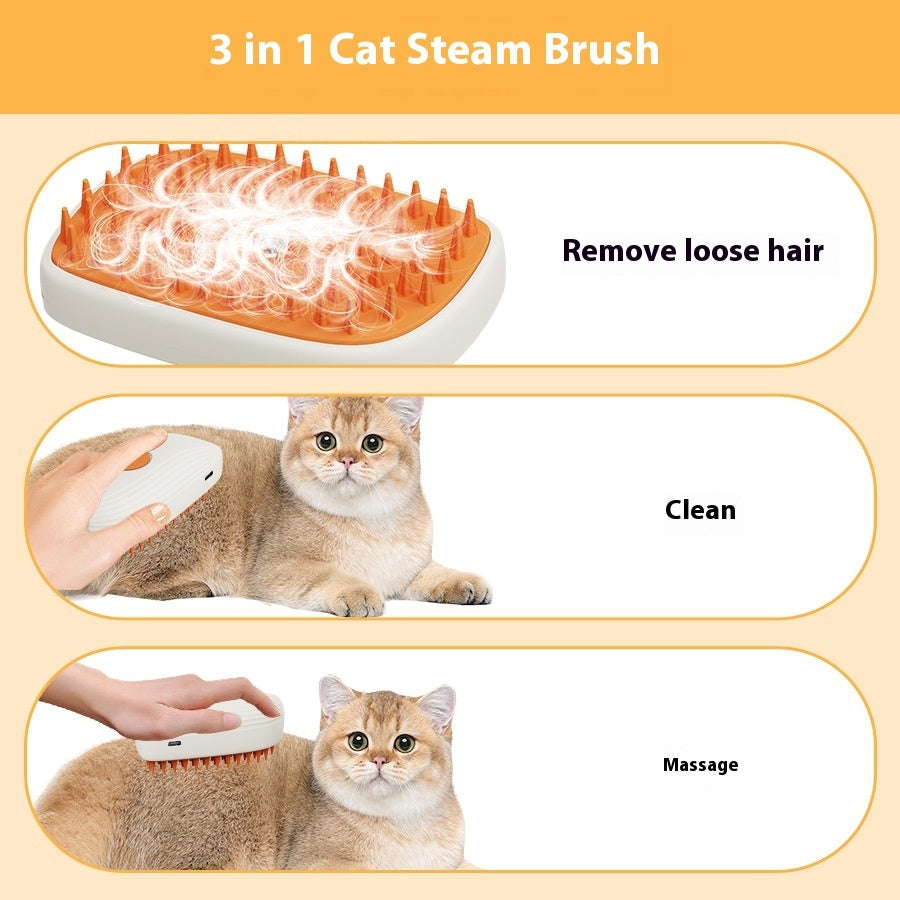 USB Rechargeable Pets Steam Brush Spray Massage Comb Pet Grooming Tools Cat Steam Comb Pet Products - My Store