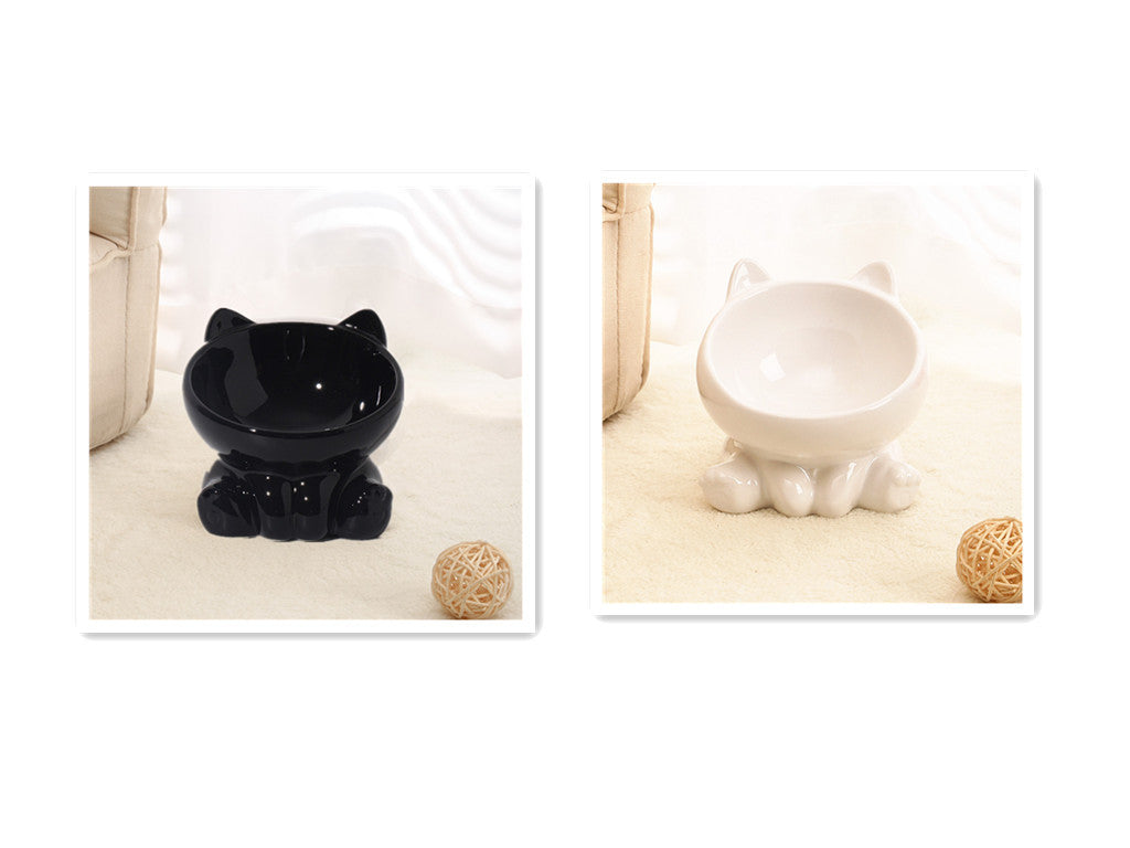 Ceramic Cat Bowl Cat Bowl Cat Food Bowl Neck Guard Oblique Mouth Dog Bowl Pet Bowl - My Store