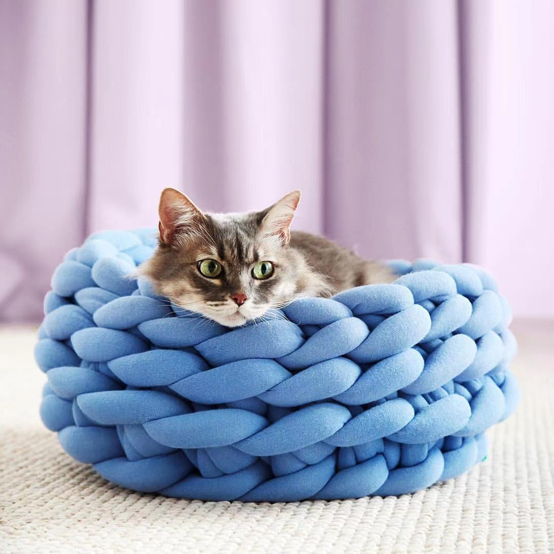 Cat House Cushion Soft Long Plush Warm Pet Mat Cute Kennel Cat Sleeping Basket Bed Round Fluffy Comfortable Touch Pet Products - My Store