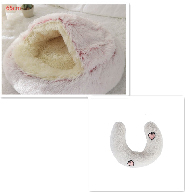 2 In 1 Dog And Cat Bed Pet Winter Bed Round Plush Warm Bed House Soft Long Plush Pets Bed Pet Products - My Store