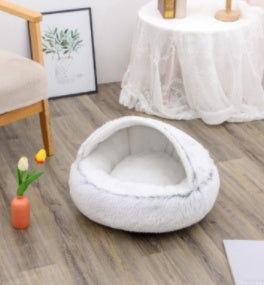 2 In 1 Dog And Cat Bed Pet Winter Bed Round Plush Warm Bed House Soft Long Plush Pets Bed Pet Products - My Store