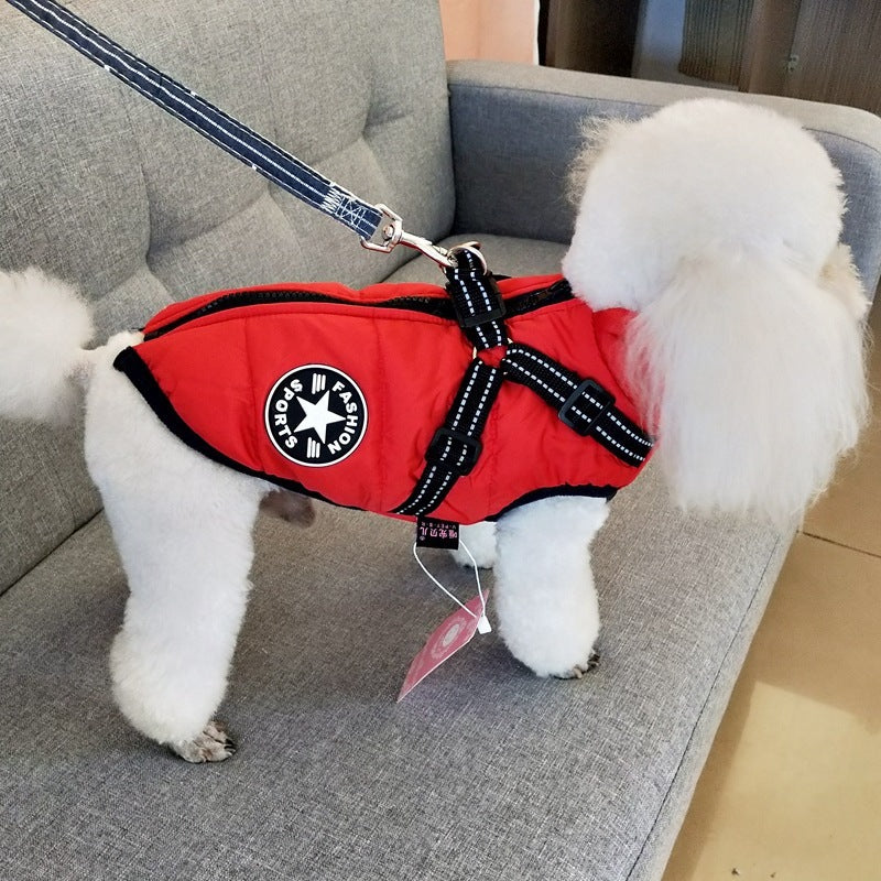 Waterproof Dog Clothes Winter Dog Coat With Harness Warm Pet Clothing Big Dog Jacket Chihuahua Labrador Coat Costume - My Store