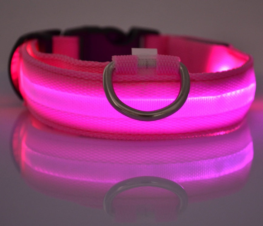 Nylon LED Pet Dog Luminous Collar Night Safety Flashing Glow in Dark Dog Cat Leash Adjustable Pet Supplies - My Store