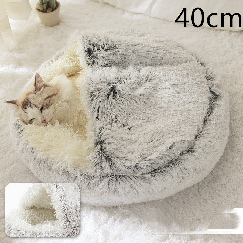 2 In 1 Dog And Cat Bed Pet Winter Bed Round Plush Warm Bed House Soft Long Plush Pets Bed Pet Products - My Store