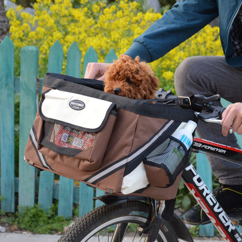 Pet Bicycle Carrier Cat Dog Bicycle Bag Bike Removable Basket Handlebar Front Basket Small Cat Dog Carrier - My Store