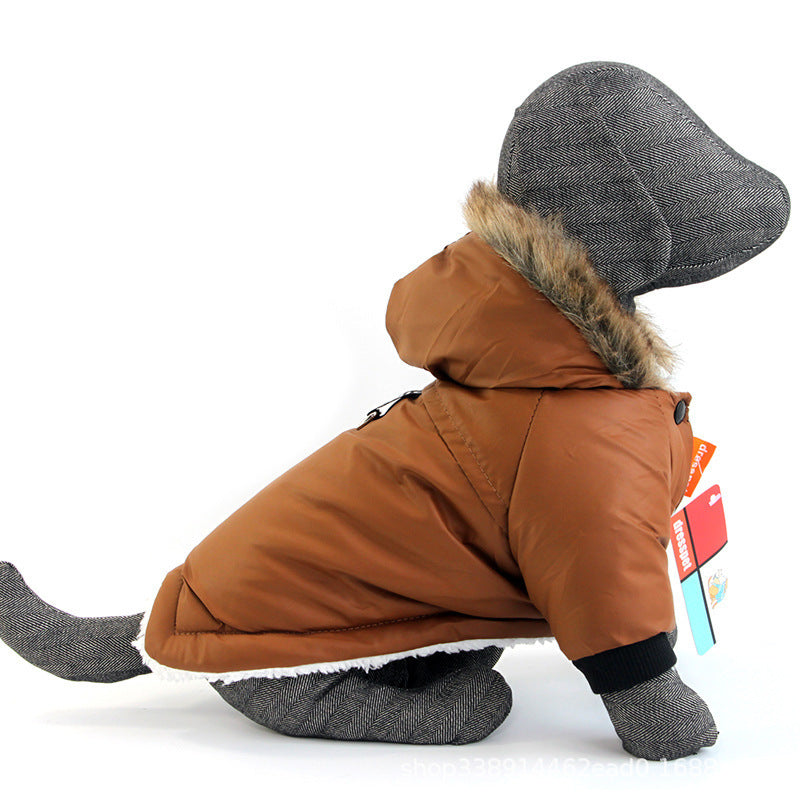 Dog Autumn And Winter Clothes Vest Hoodie Two-Legged Plush Jacket Warm Coat Jacket - My Store