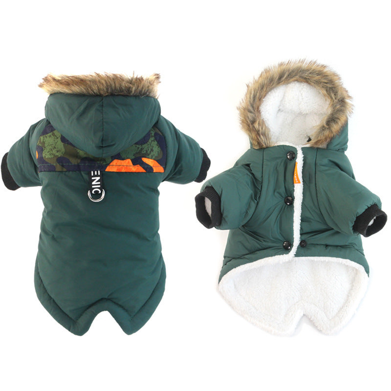 Dog Autumn And Winter Clothes Vest Hoodie Two-Legged Plush Jacket Warm Coat Jacket - My Store