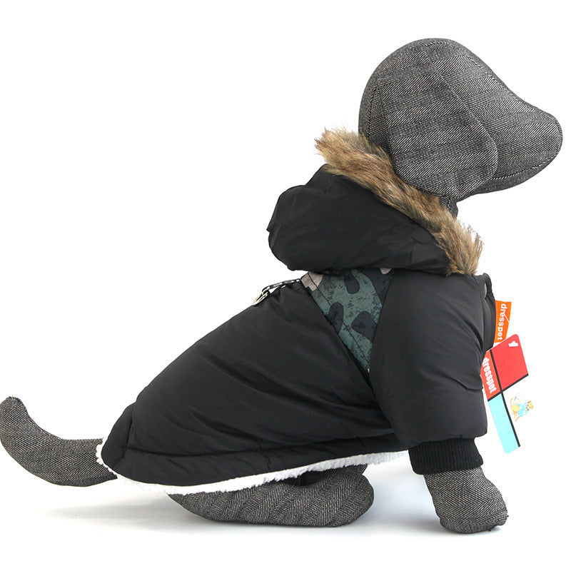Dog Autumn And Winter Clothes Vest Hoodie Two-Legged Plush Jacket Warm Coat Jacket - My Store