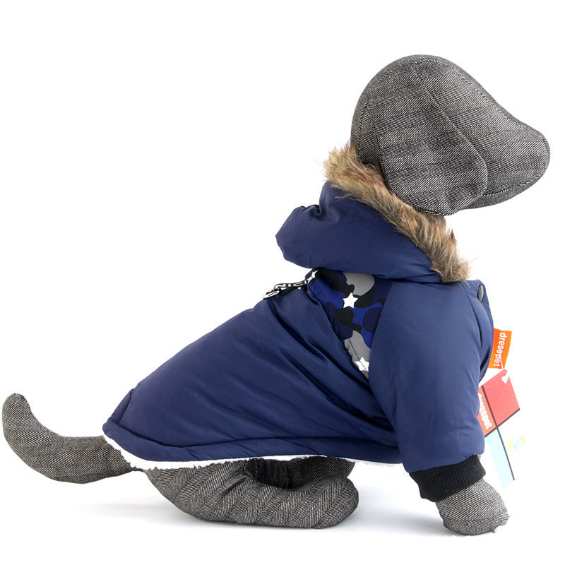 Dog Autumn And Winter Clothes Vest Hoodie Two-Legged Plush Jacket Warm Coat Jacket - My Store