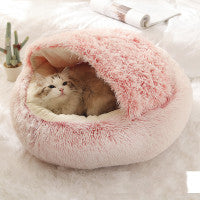 2 In 1 Dog And Cat Bed Pet Winter Bed Round Plush Warm Bed House Soft Long Plush Pets Bed Pet Products - My Store