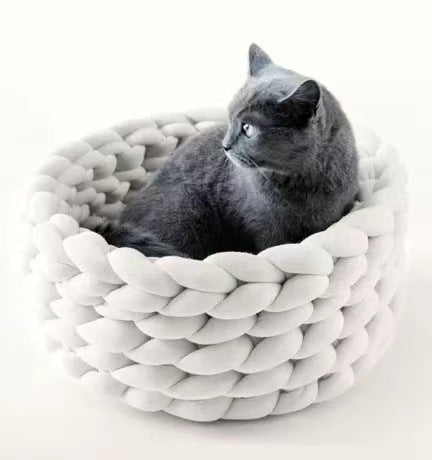 Cat House Cushion Soft Long Plush Warm Pet Mat Cute Kennel Cat Sleeping Basket Bed Round Fluffy Comfortable Touch Pet Products - My Store