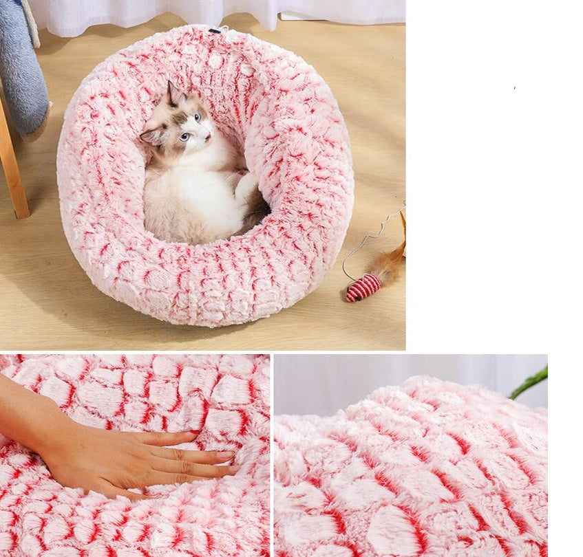 Pet Bed Soft Non-Slip Plush Kennel Round Cat Dog Nest Cushion - My Store