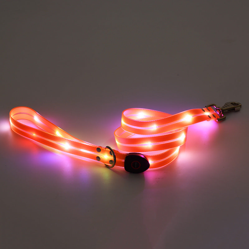 LED Luminous Collar Rechargeable Pet Collar Nylon Tow Rope - My Store
