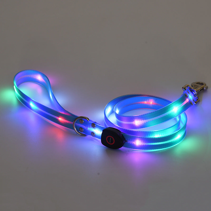 LED Luminous Collar Rechargeable Pet Collar Nylon Tow Rope - My Store