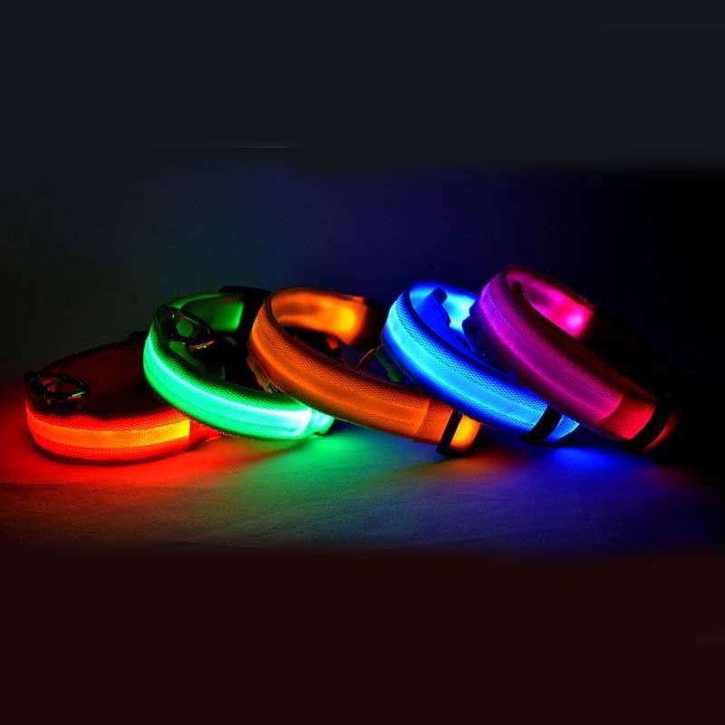 Nylon LED Pet Dog Luminous Collar Night Safety Flashing Glow in Dark Dog Cat Leash Adjustable Pet Supplies - My Store