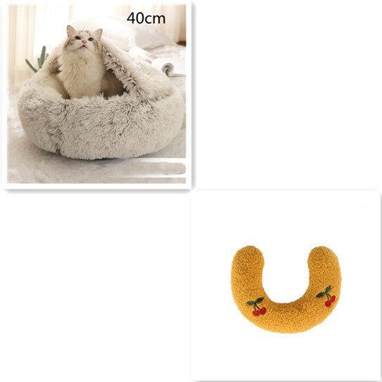 2 In 1 Dog And Cat Bed Pet Winter Bed Round Plush Warm Bed House Soft Long Plush Pets Bed Pet Products - My Store