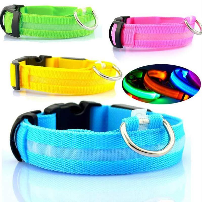 Nylon LED Pet Dog Luminous Collar Night Safety Flashing Glow in Dark Dog Cat Leash Adjustable Pet Supplies - My Store