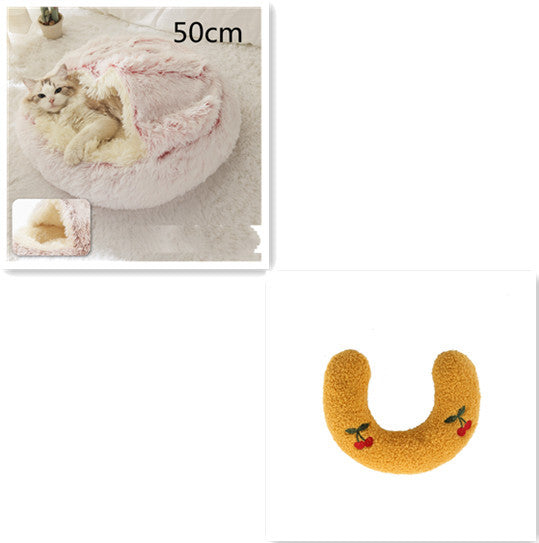 2 In 1 Dog And Cat Bed Pet Winter Bed Round Plush Warm Bed House Soft Long Plush Pets Bed Pet Products - My Store