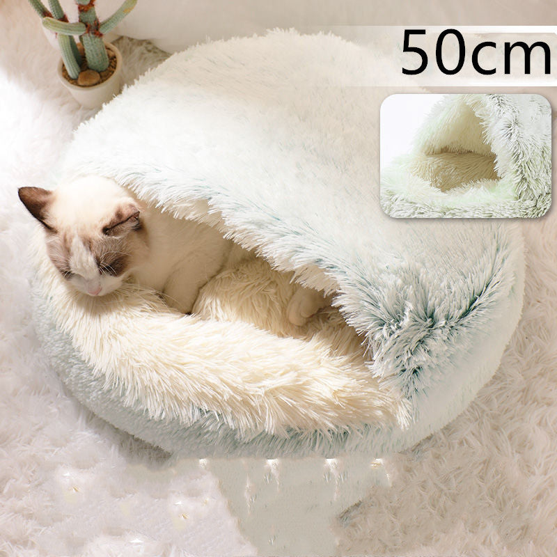 2 In 1 Dog And Cat Bed Pet Winter Bed Round Plush Warm Bed House Soft Long Plush Pets Bed Pet Products - My Store