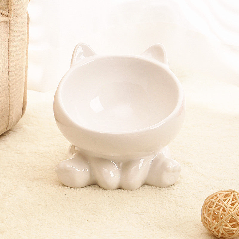 Ceramic Cat Bowl Cat Bowl Cat Food Bowl Neck Guard Oblique Mouth Dog Bowl Pet Bowl - My Store