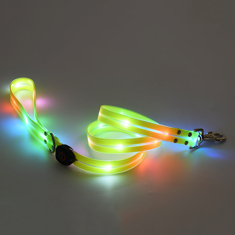 LED Luminous Collar Rechargeable Pet Collar Nylon Tow Rope - My Store