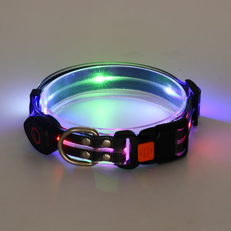 LED Luminous Collar Rechargeable Pet Collar Nylon Tow Rope - My Store