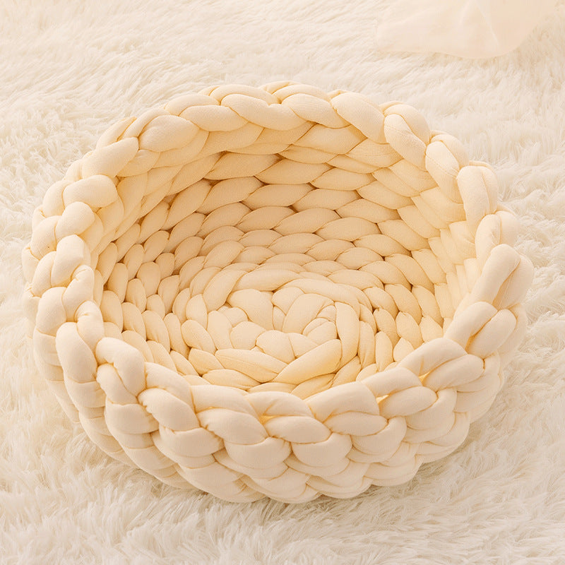 Cat House Cushion Soft Long Plush Warm Pet Mat Cute Kennel Cat Sleeping Basket Bed Round Fluffy Comfortable Touch Pet Products - My Store