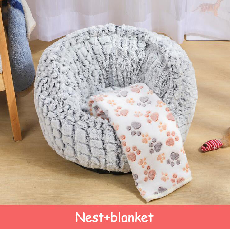 Pet Bed Soft Non-Slip Plush Kennel Round Cat Dog Nest Cushion - My Store