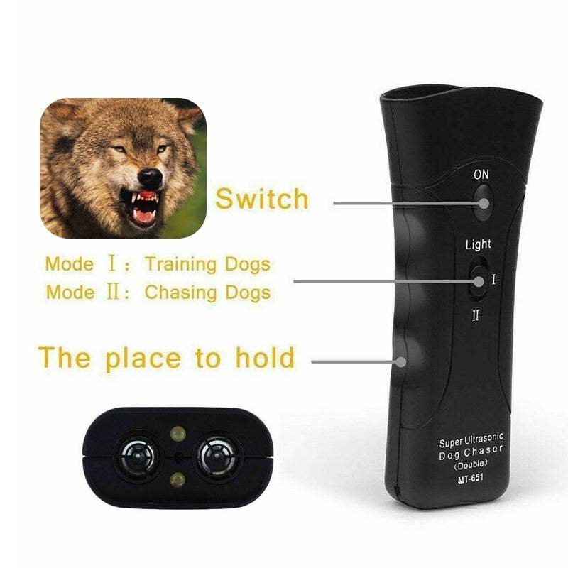 3-in-1 Anti Barking Dog Training Device Ultrasonic Dog Training Repeller LED Flashlight - My Store