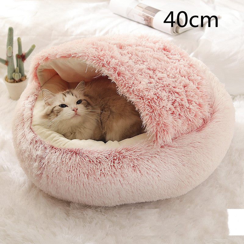 2 In 1 Dog And Cat Bed Pet Winter Bed Round Plush Warm Bed House Soft Long Plush Pets Bed Pet Products - My Store