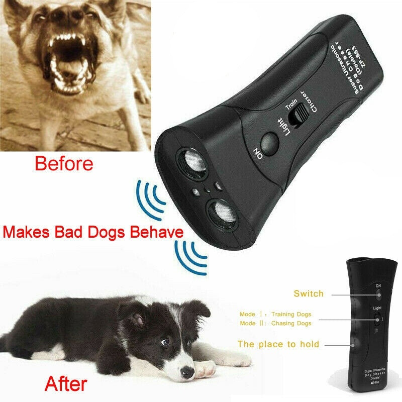 3-in-1 Anti Barking Dog Training Device Ultrasonic Dog Training Repeller LED Flashlight - My Store