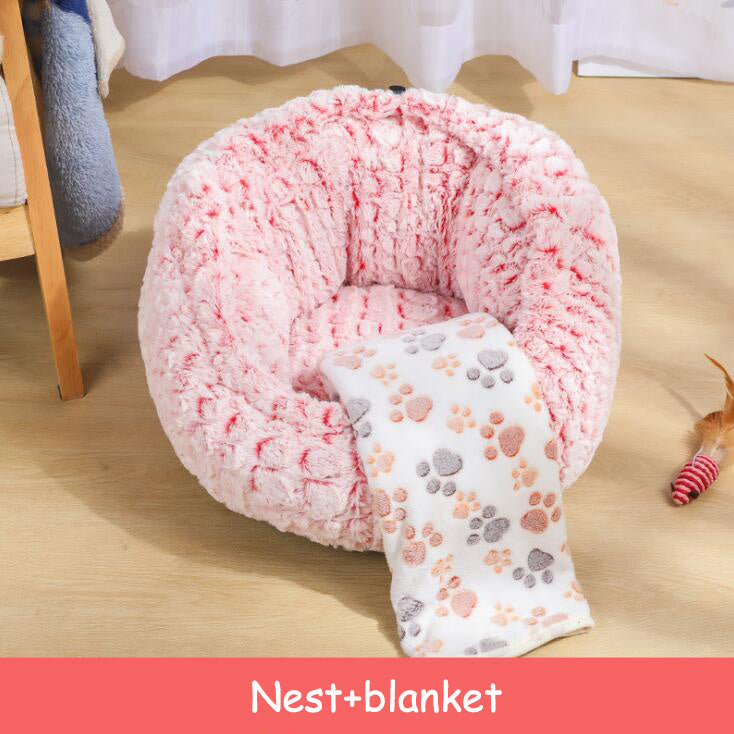 Pet Bed Soft Non-Slip Plush Kennel Round Cat Dog Nest Cushion - My Store