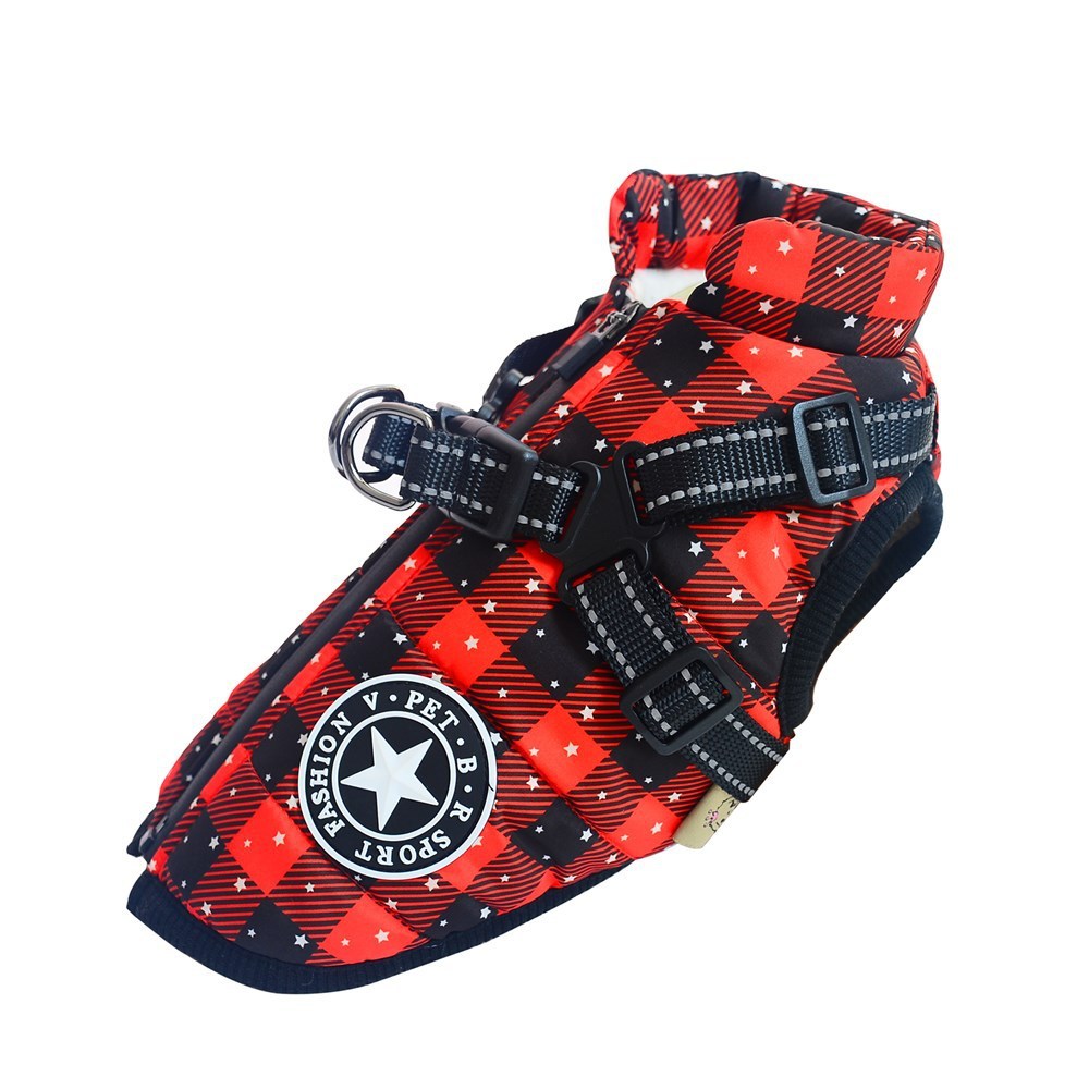 Christmas Dog Waterproof Reflective Belt Chest And Back Autumn And Winter Warm Pet Clothes - My Store