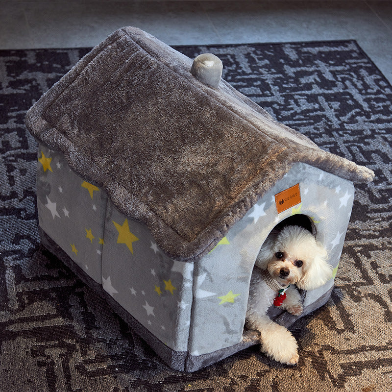 Foldable Dog House Pet Cat Bed Winter Dog Villa Sleep Kennel Removable Nest Warm Enclosed Cave Sofa Pets Supplies - My Store