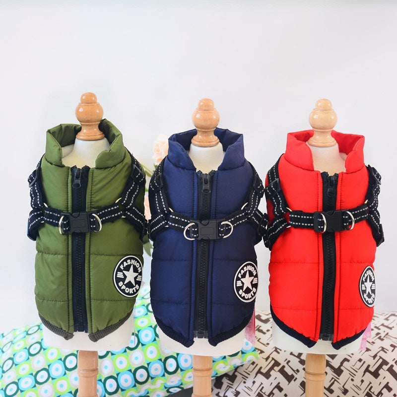Waterproof Dog Clothes Winter Dog Coat With Harness Warm Pet Clothing Big Dog Jacket Chihuahua Labrador Coat Costume - My Store