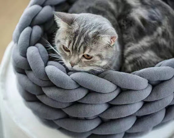 Cat House Cushion Soft Long Plush Warm Pet Mat Cute Kennel Cat Sleeping Basket Bed Round Fluffy Comfortable Touch Pet Products - My Store