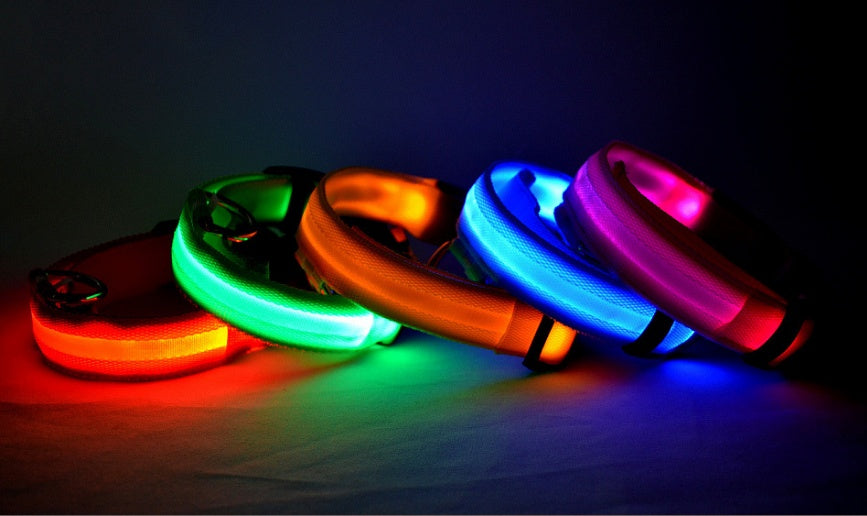 Nylon LED Pet Dog Luminous Collar Night Safety Flashing Glow in Dark Dog Cat Leash Adjustable Pet Supplies - My Store