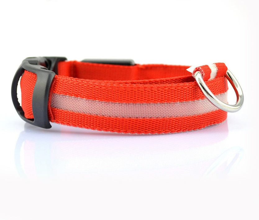 Nylon LED Pet Dog Luminous Collar Night Safety Flashing Glow in Dark Dog Cat Leash Adjustable Pet Supplies - My Store