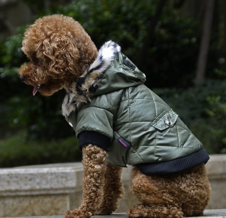 Cross-border pet supplies pet clothes dog clothes autumn and winter fur collar coat pet dog clothing - My Store