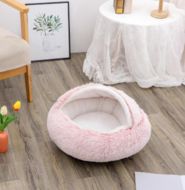 2 In 1 Dog And Cat Bed Pet Winter Bed Round Plush Warm Bed House Soft Long Plush Pets Bed Pet Products - My Store