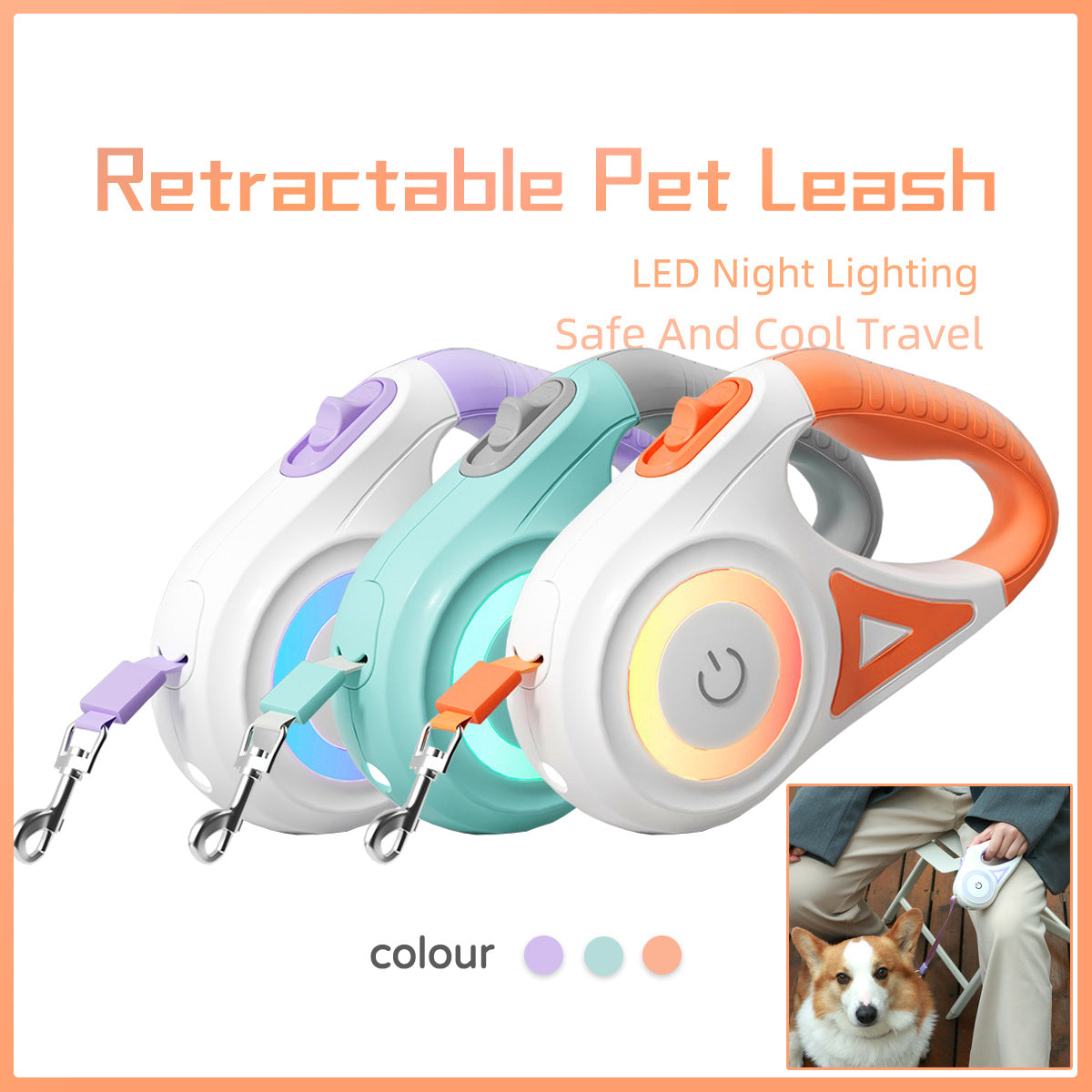 Dog Leash Retractable Leash And Dog Collar Spotlight Automatic Pet Dog Cat Traction Rope For Small Medium Dogs Pet Product - My Store