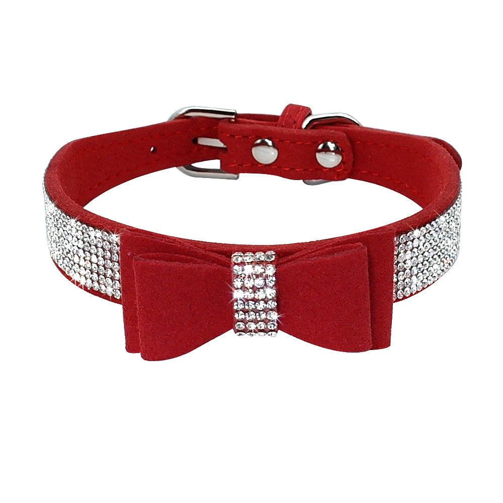 Shiny Hot Rhinestone Dog Cat Comfortable Korean Velvet Pet Leash - My Store