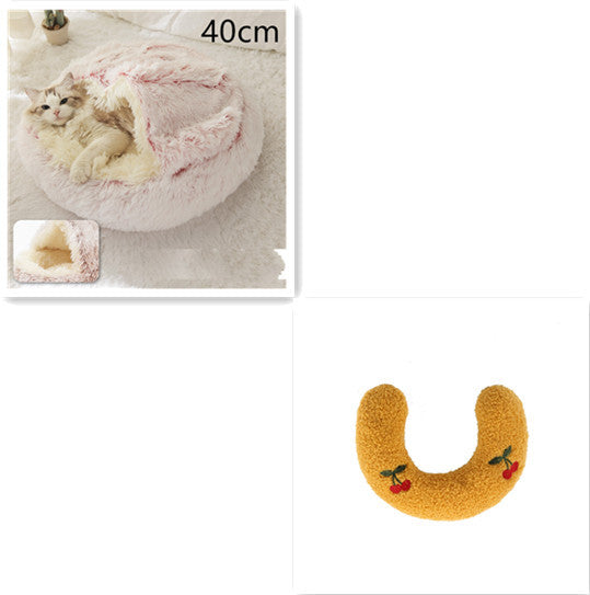 2 In 1 Dog And Cat Bed Pet Winter Bed Round Plush Warm Bed House Soft Long Plush Pets Bed Pet Products - My Store