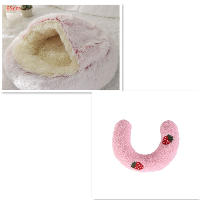 2 In 1 Dog And Cat Bed Pet Winter Bed Round Plush Warm Bed House Soft Long Plush Pets Bed Pet Products - My Store