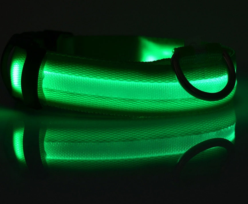 Nylon LED Pet Dog Luminous Collar Night Safety Flashing Glow in Dark Dog Cat Leash Adjustable Pet Supplies - My Store