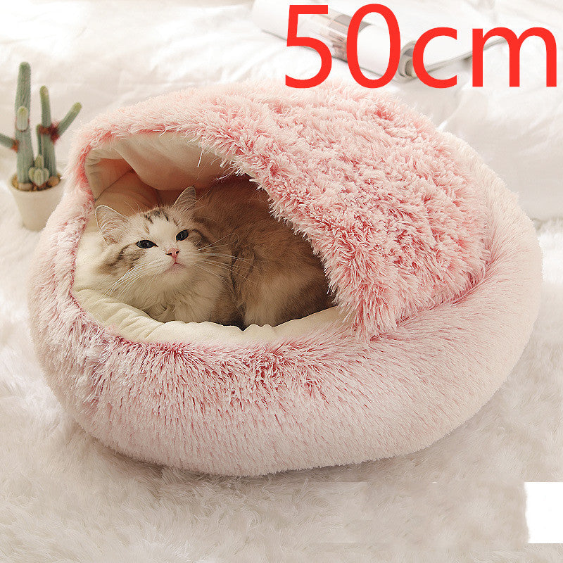 2 In 1 Dog And Cat Bed Pet Winter Bed Round Plush Warm Bed House Soft Long Plush Pets Bed Pet Products - My Store