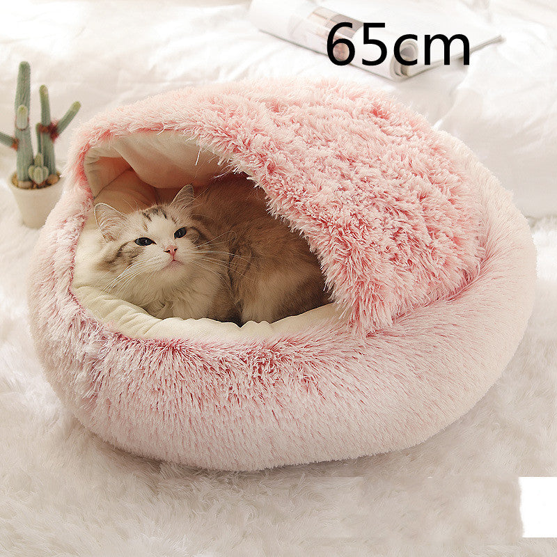 2 In 1 Dog And Cat Bed Pet Winter Bed Round Plush Warm Bed House Soft Long Plush Pets Bed Pet Products - My Store