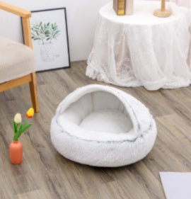 2 In 1 Dog And Cat Bed Pet Winter Bed Round Plush Warm Bed House Soft Long Plush Pets Bed Pet Products - My Store