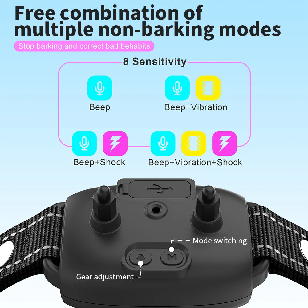 Smart Automatic Anti Barking Dog Collar Rechargeable Bark Stopper Stop Barking HD Digital Display IP67 Waterproof Collar For Dogs Pet Products - My Store